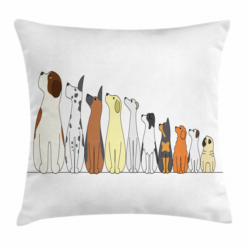 Dogs in a Row Looking Away Pillow Cover