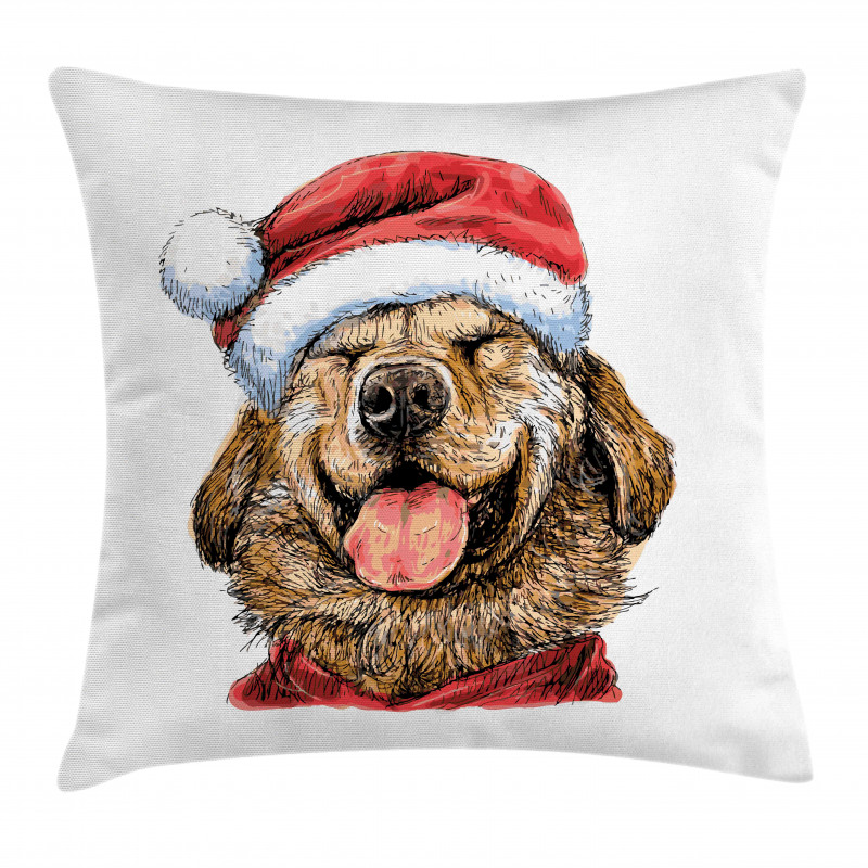 Funny Terrier Smiling Xmas Pillow Cover