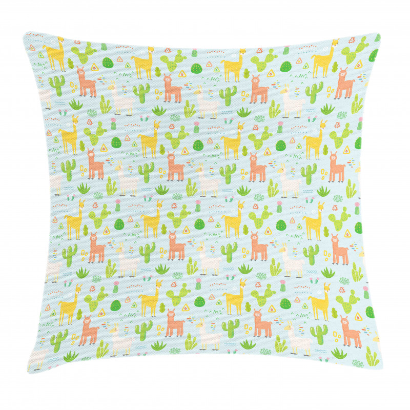 Camels Cactus Tribal Style Pillow Cover