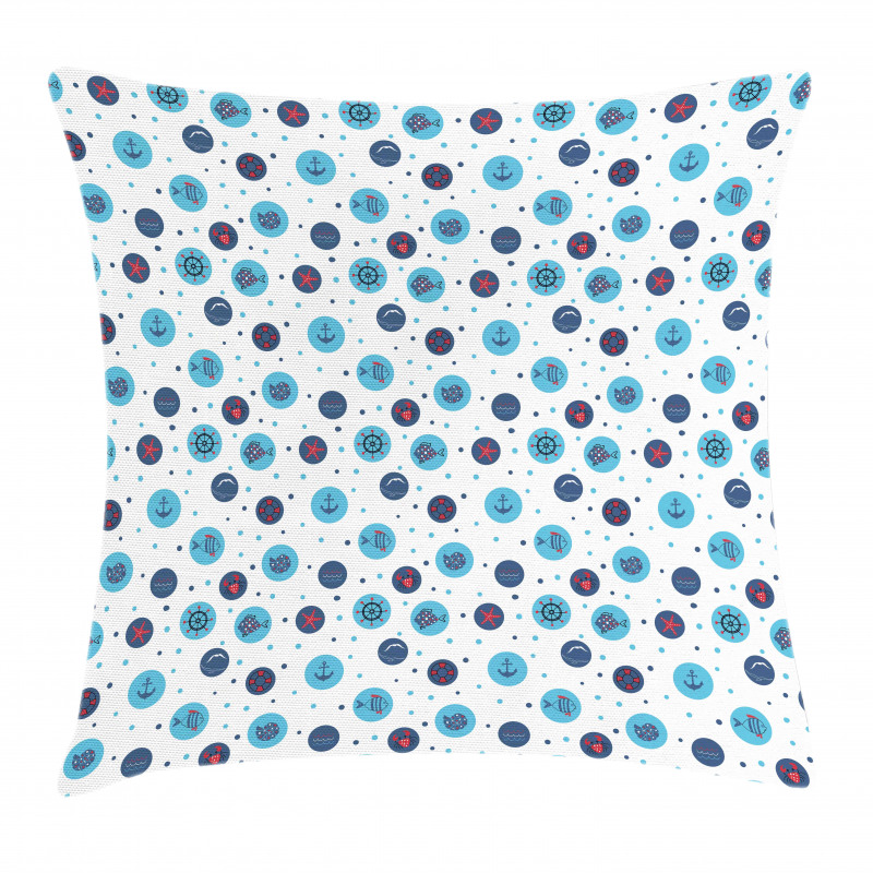 Fishes Anchor Waves Sea Pillow Cover
