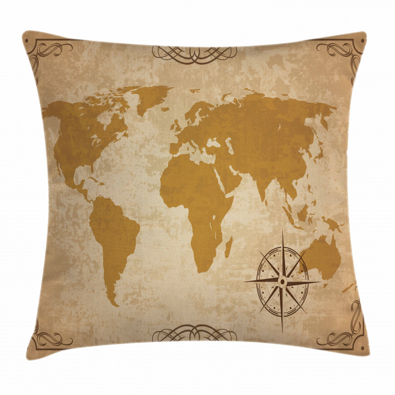 Vintage Cartography Art Pillow Cover