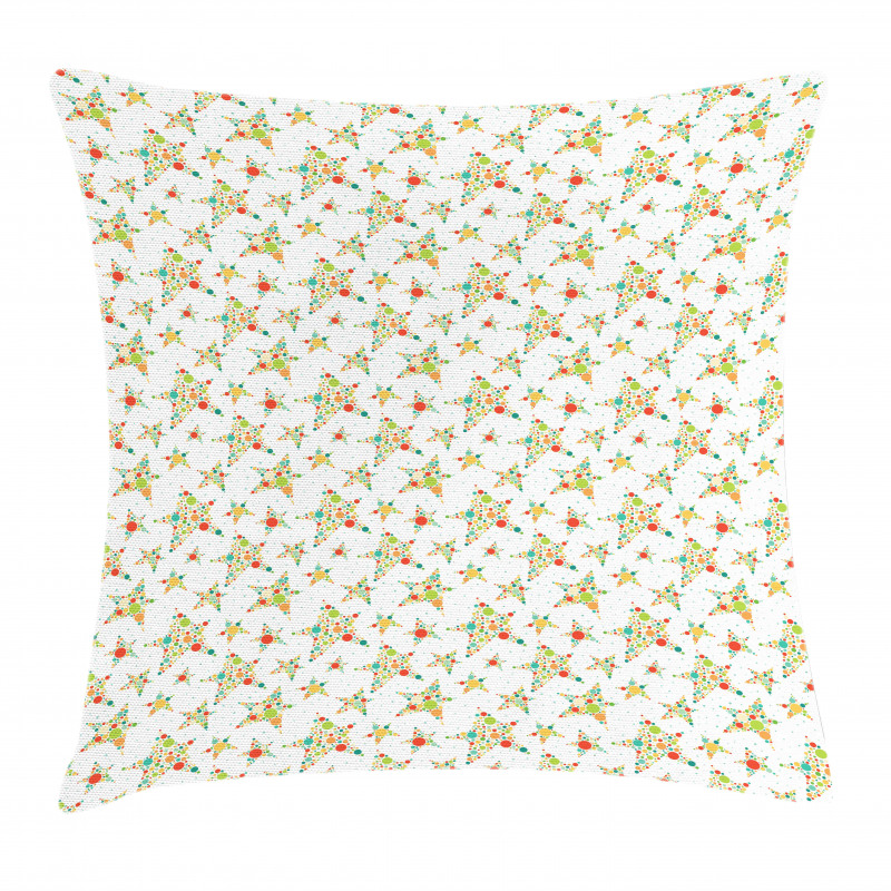 Colorful Dotted Star Shapes Pillow Cover
