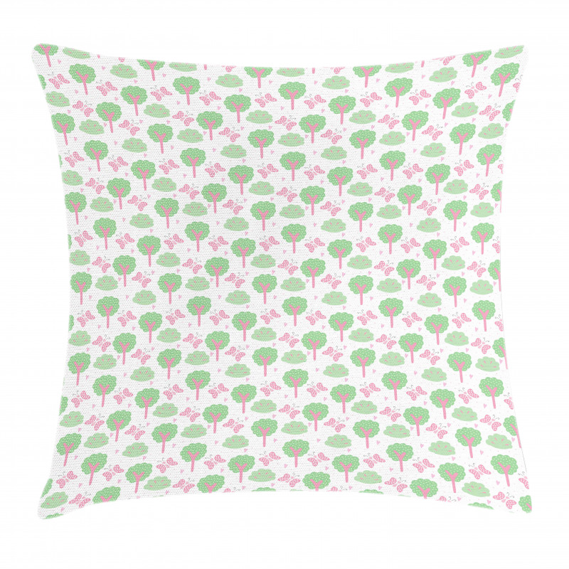 Trees Bushes Butterflies Pillow Cover