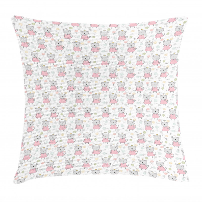 Princess Cats with Tiara Pillow Cover