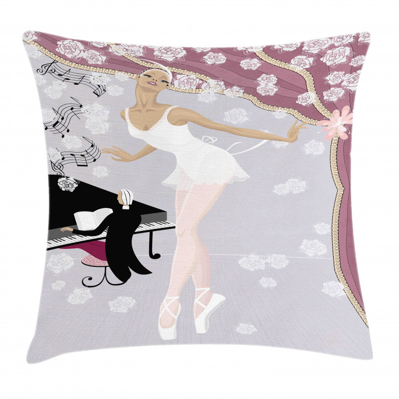 Old Ballroom and Pianist Pillow Cover