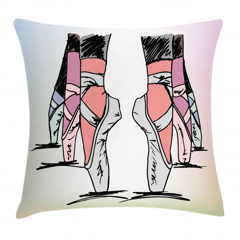 Ballerina Feet Sketch Art Pillow Cover
