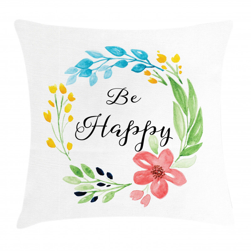 Watercolor Floral Wreath Pillow Cover