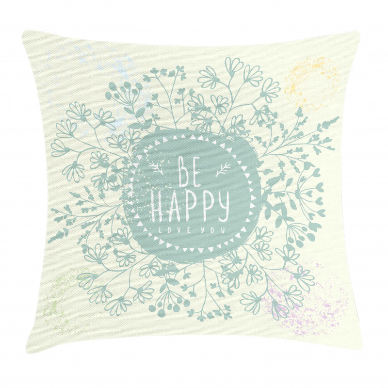 Doodle Wreath Color Stains Pillow Cover