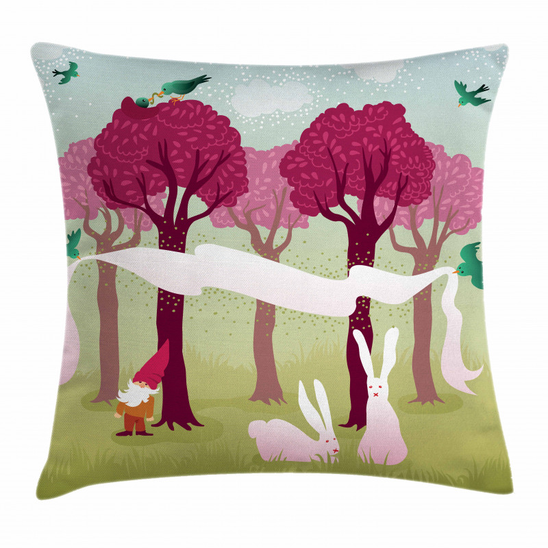 Forest with Pink Trees Pillow Cover