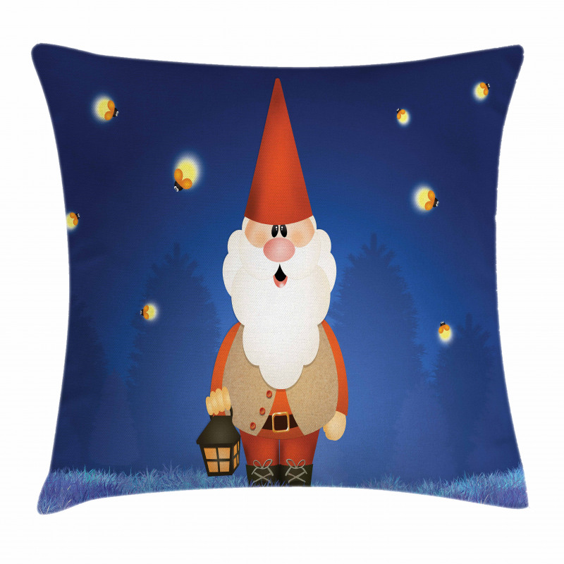 Elf at Night with a Lantern Pillow Cover