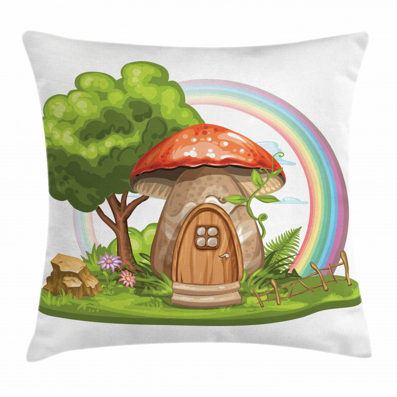 Magic World Mushroom House Pillow Cover
