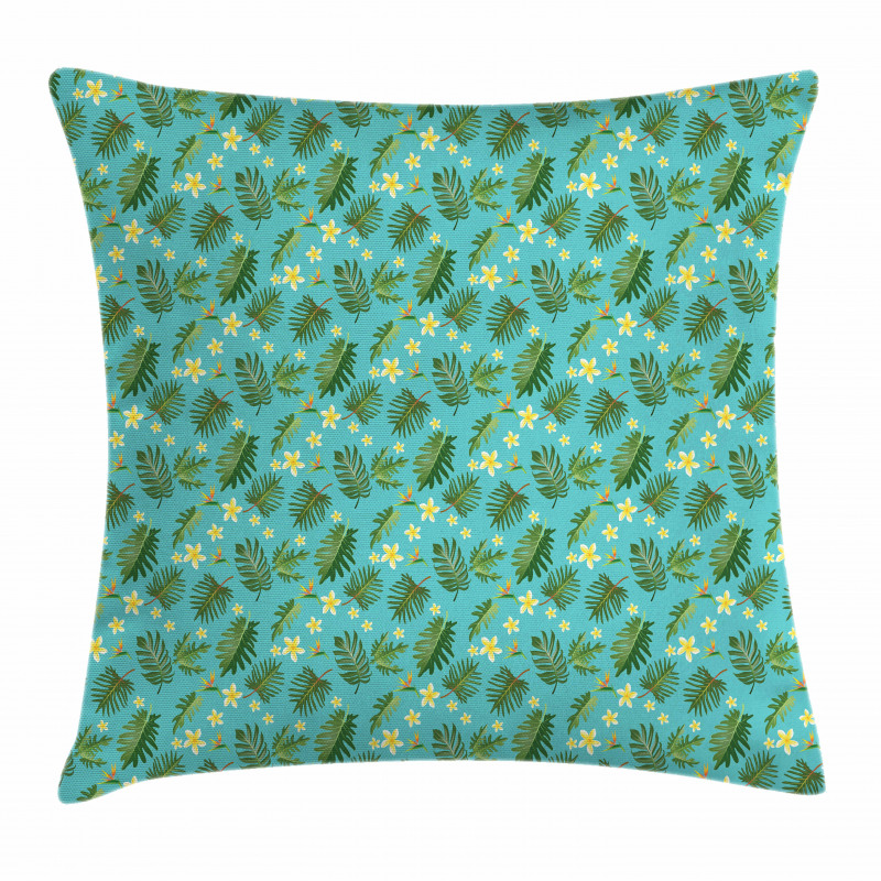 Leafage Hibiscus Blooms Pillow Cover