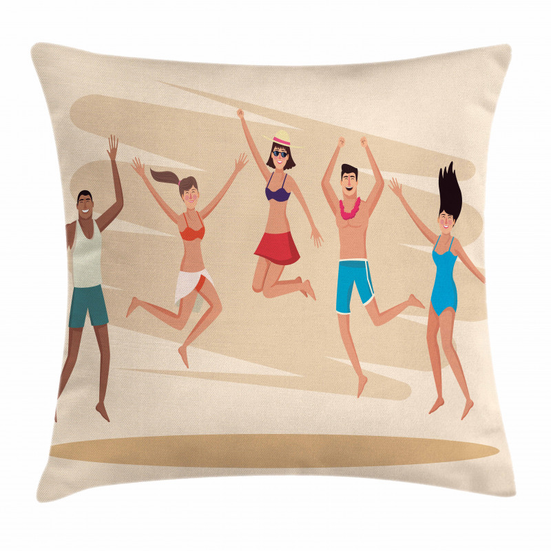 People Dance at Beach Pillow Cover