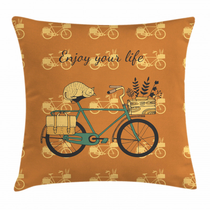 Bicycle with Flower Crates Pillow Cover