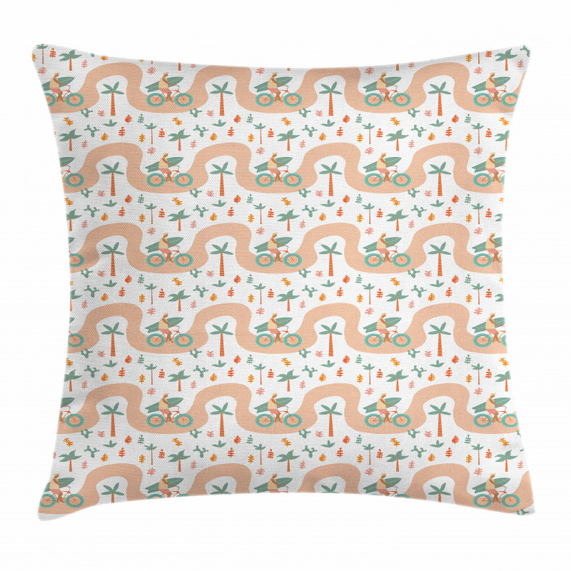 Trees and Cactuses Cartoon Pillow Cover