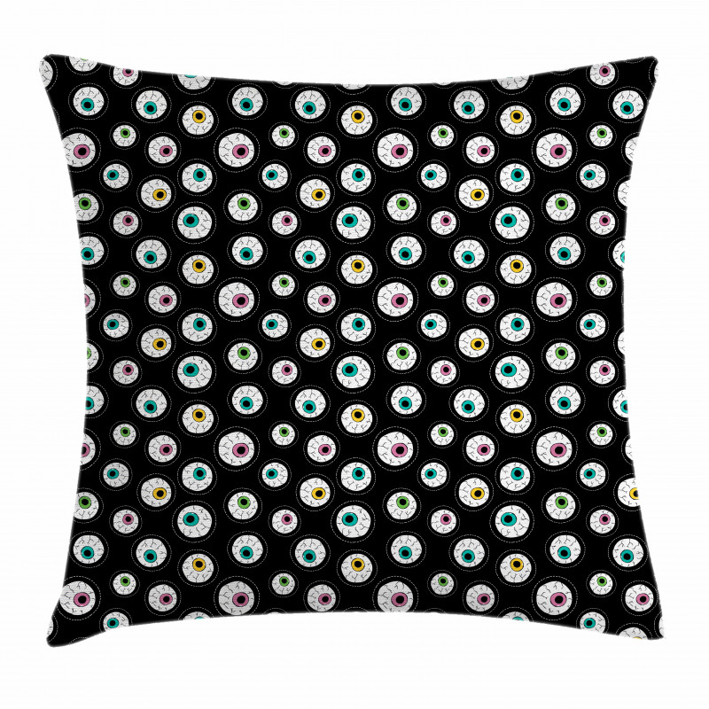 Dashed Circles Cartoon Eyes Pillow Cover