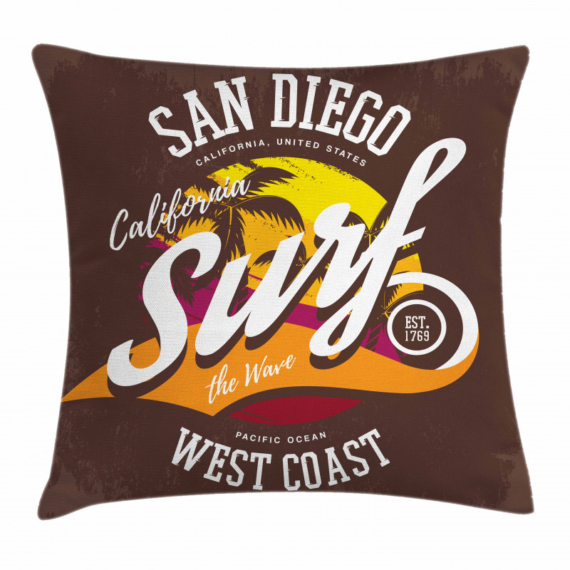 Surf Beach Grunge Design Pillow Cover