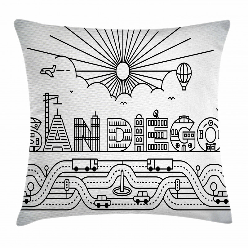 City Typography Letters Pillow Cover
