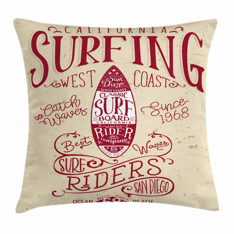 California Surf Vintage Pillow Cover