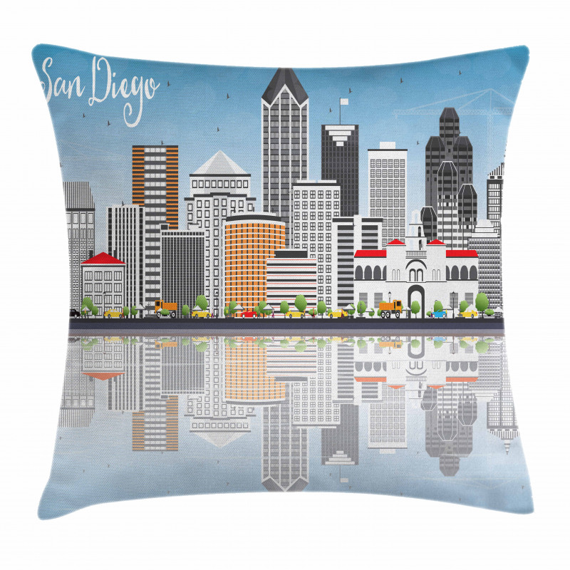 City Skyline Reflections Pillow Cover