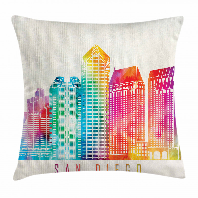 Watercolored Landmarks Pillow Cover