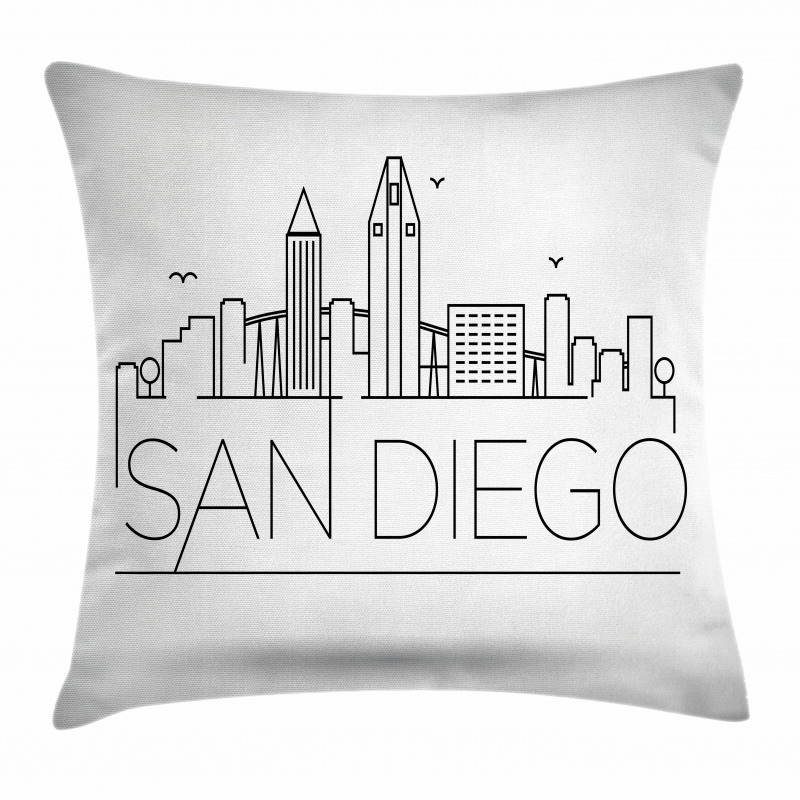 Typographic City Skyline Pillow Cover
