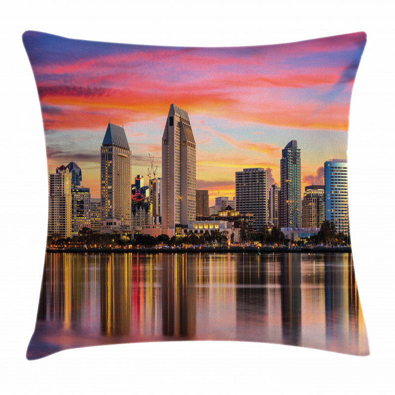 USA Downtown at Sunset Pillow Cover