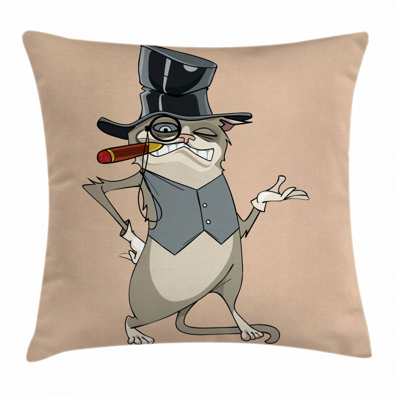 Funny Gentleman Cat Monocle Pillow Cover