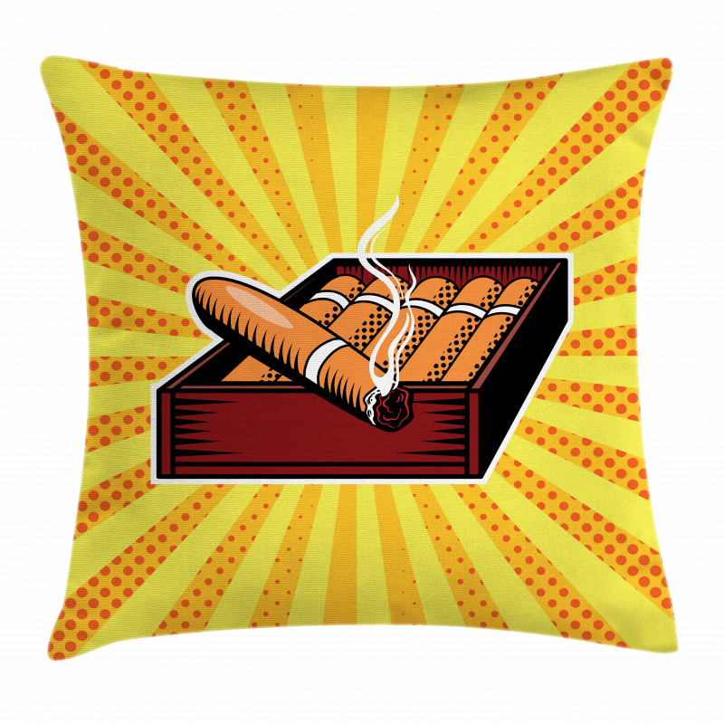 Cigar Box in Pop Art Style Pillow Cover