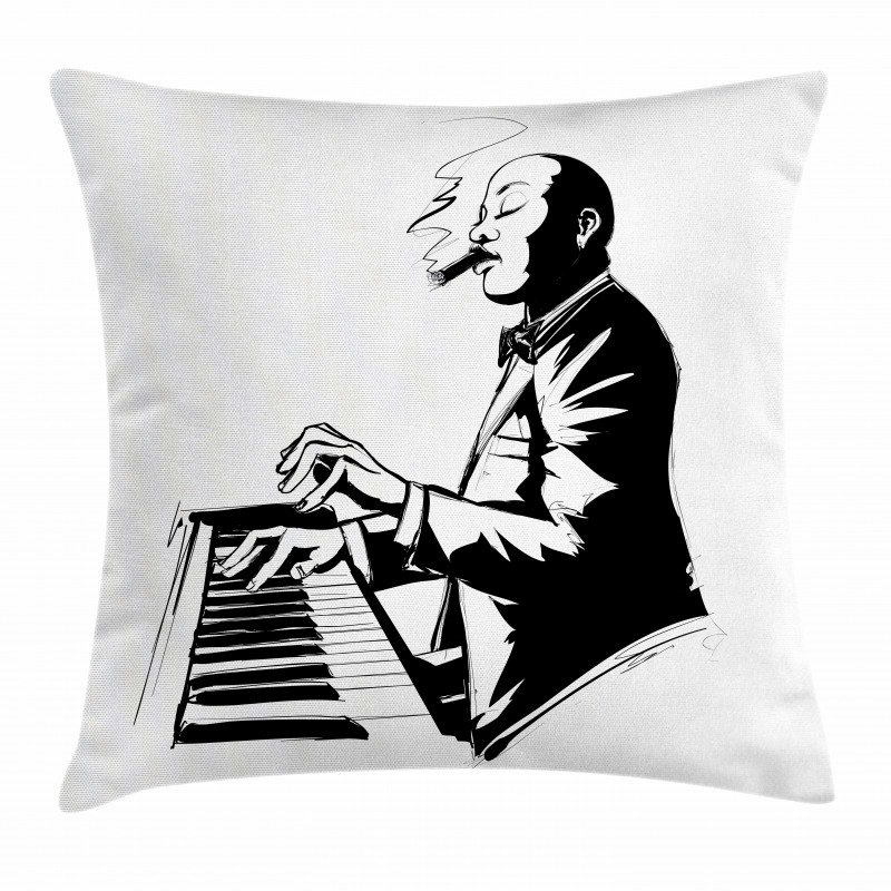 Jazz Pianist Sketch Artwork Pillow Cover