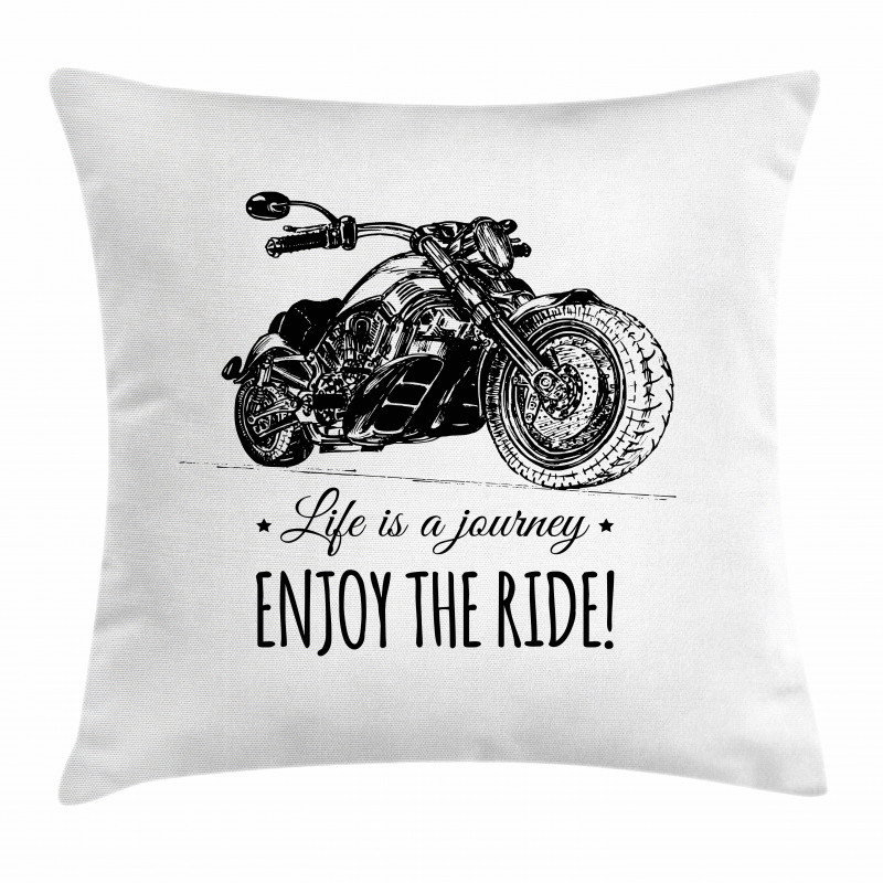 Hand-drawn Motorbike Pillow Cover