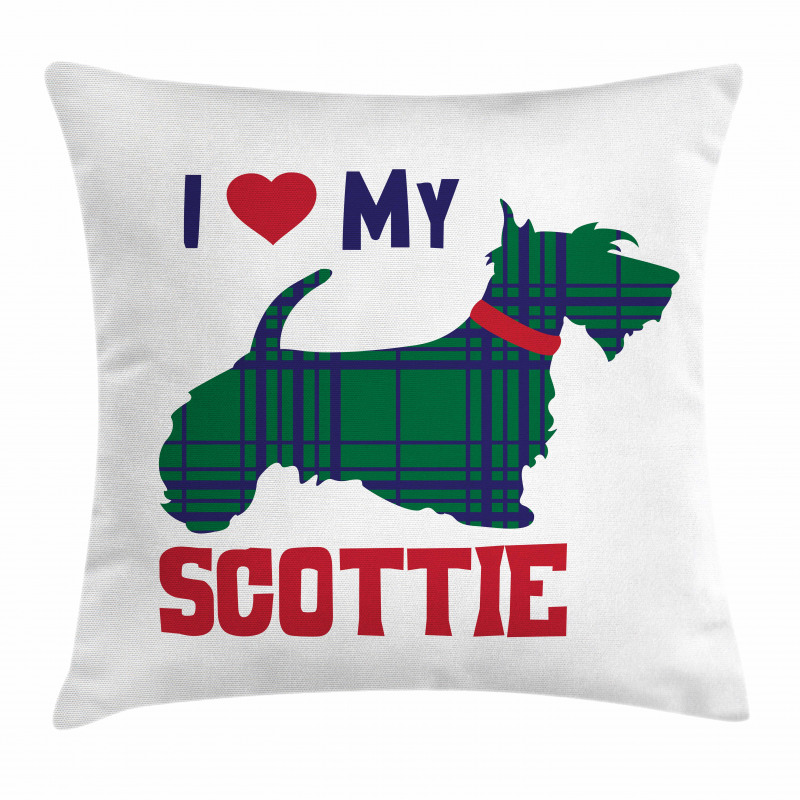 I Heart My Scottie Text Pillow Cover