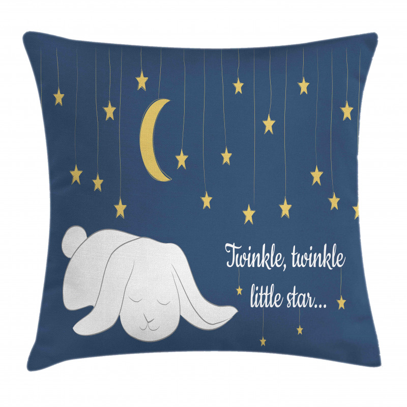Sleeping Rabbit and Stars Pillow Cover