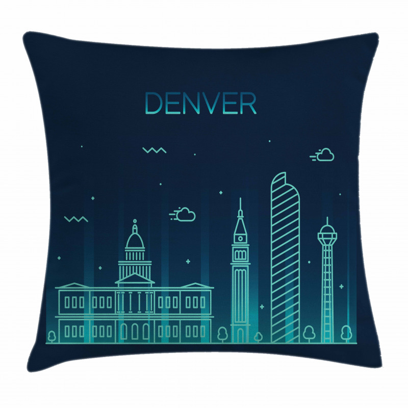 Denver Metropolis Landmark Pillow Cover