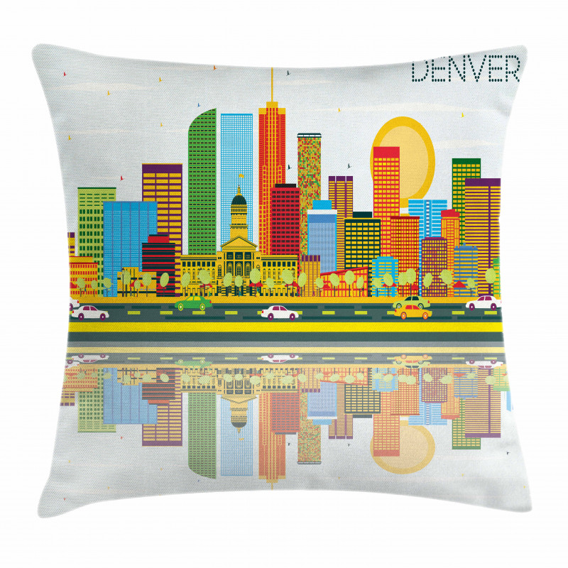 Denver Skyline Old Town Pillow Cover