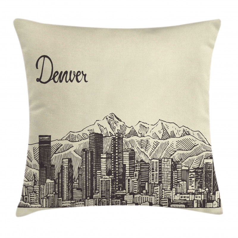 Denver City Skyline Sketch Pillow Cover