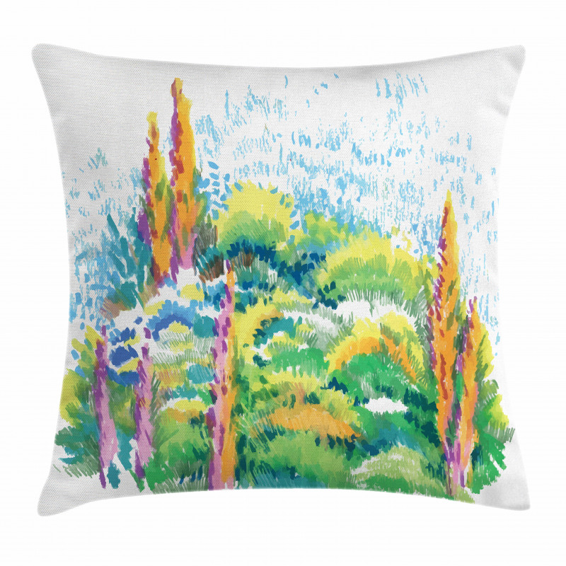 Floral Nature Meadow Trees Pillow Cover