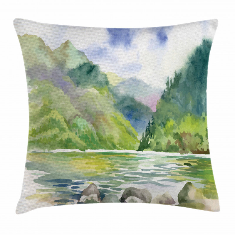 Summer River with Trees Pillow Cover