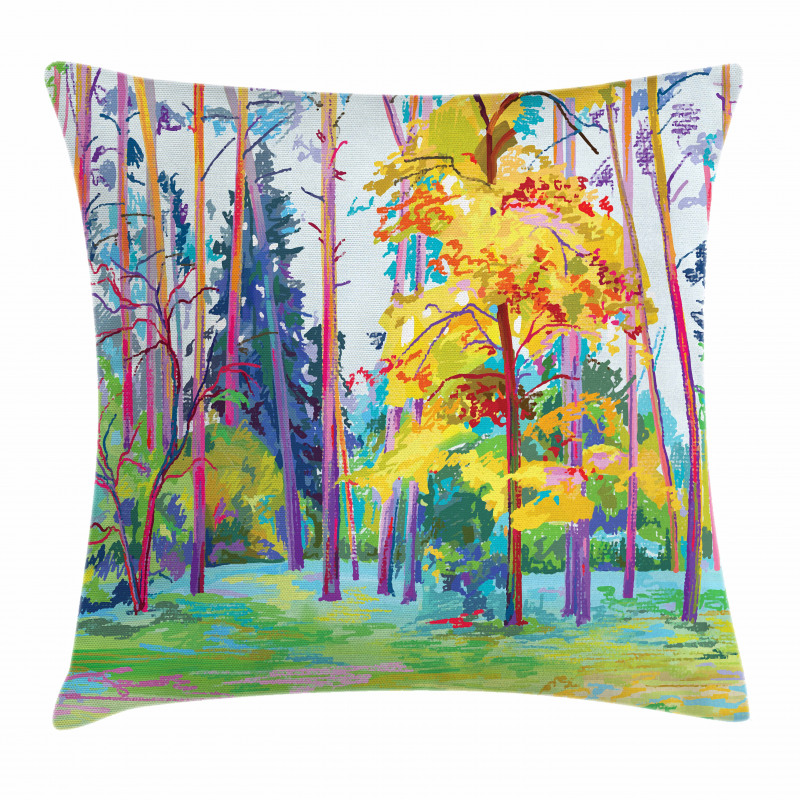Spring Forest Painting Pillow Cover