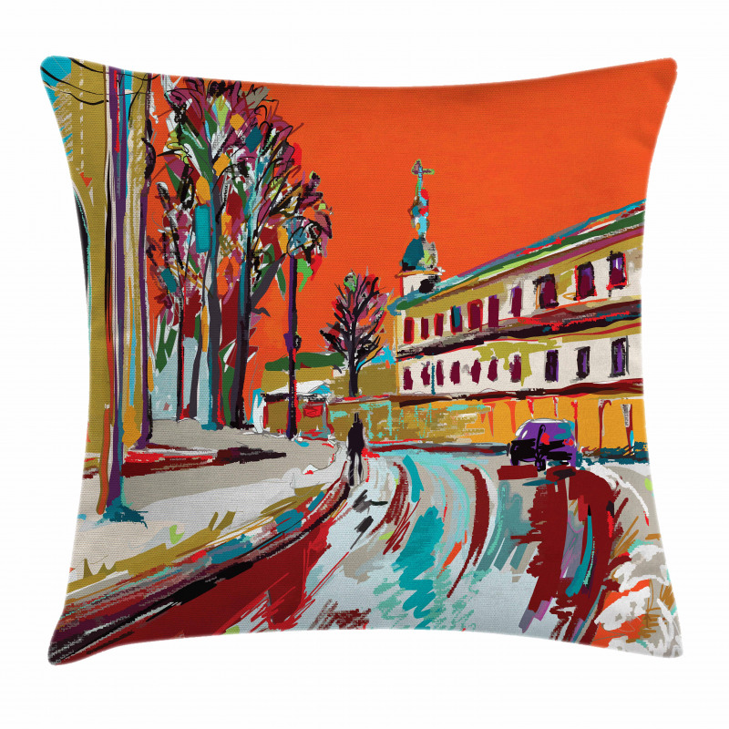 Historical Town Painting Pillow Cover