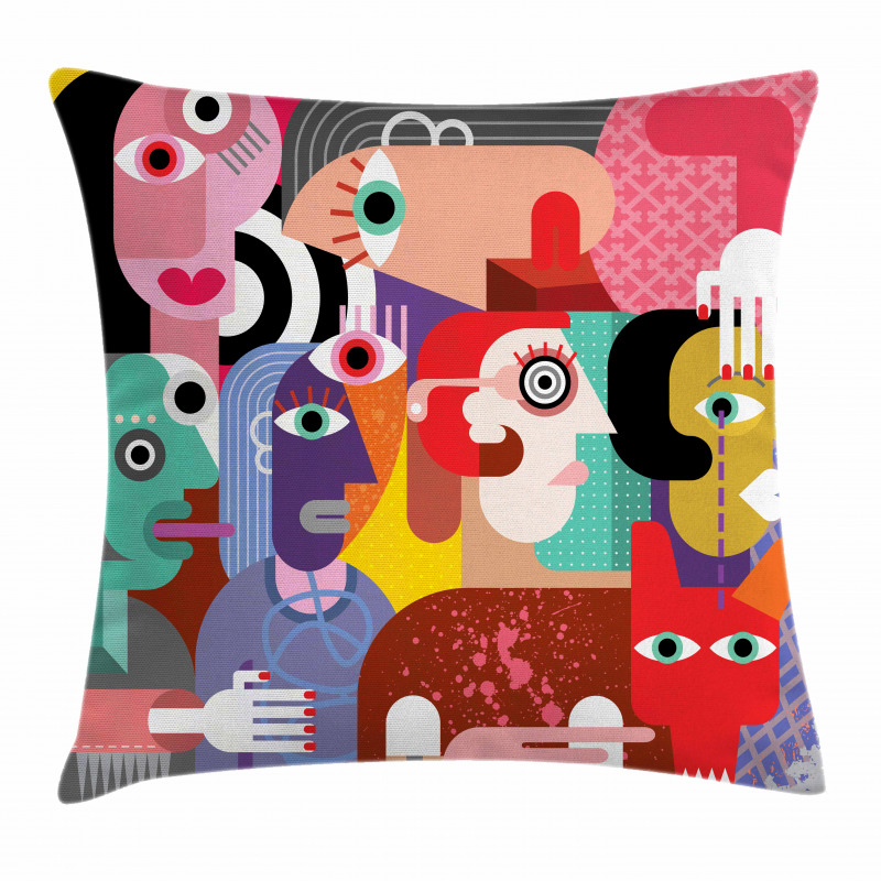Human Cubist Art Pillow Cover