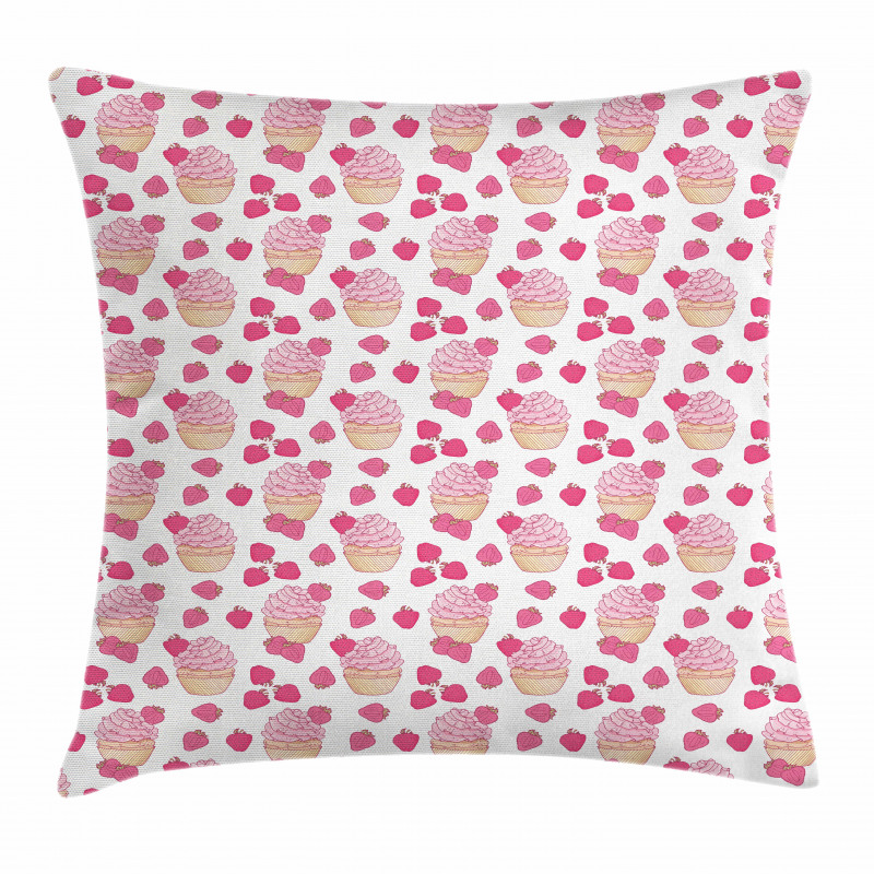 Doodle Style Strawberry Pillow Cover