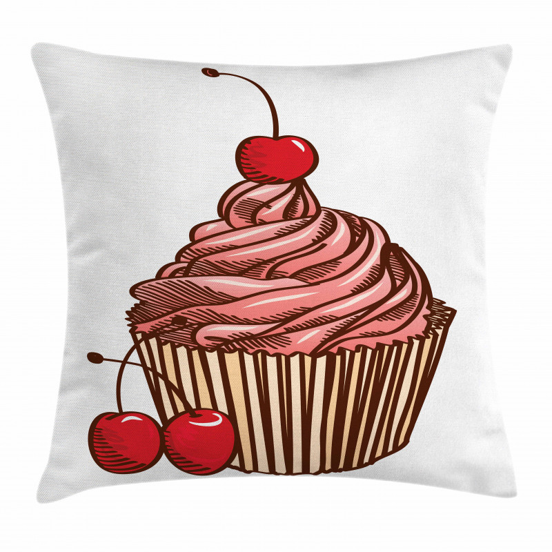 Delicious Cake with Cherry Pillow Cover