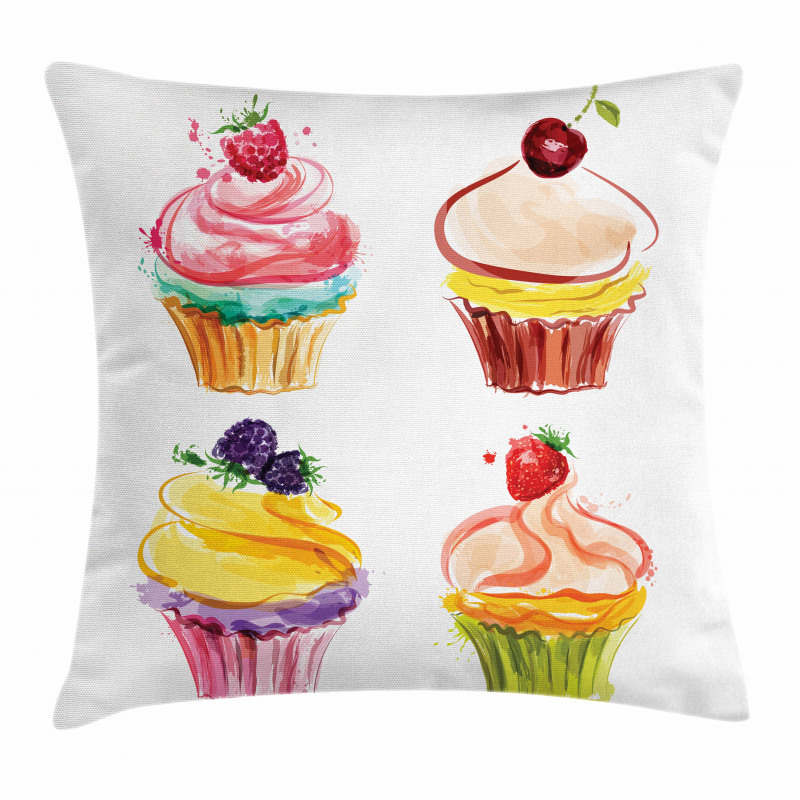 Pastel Watercolor Bakery Pillow Cover