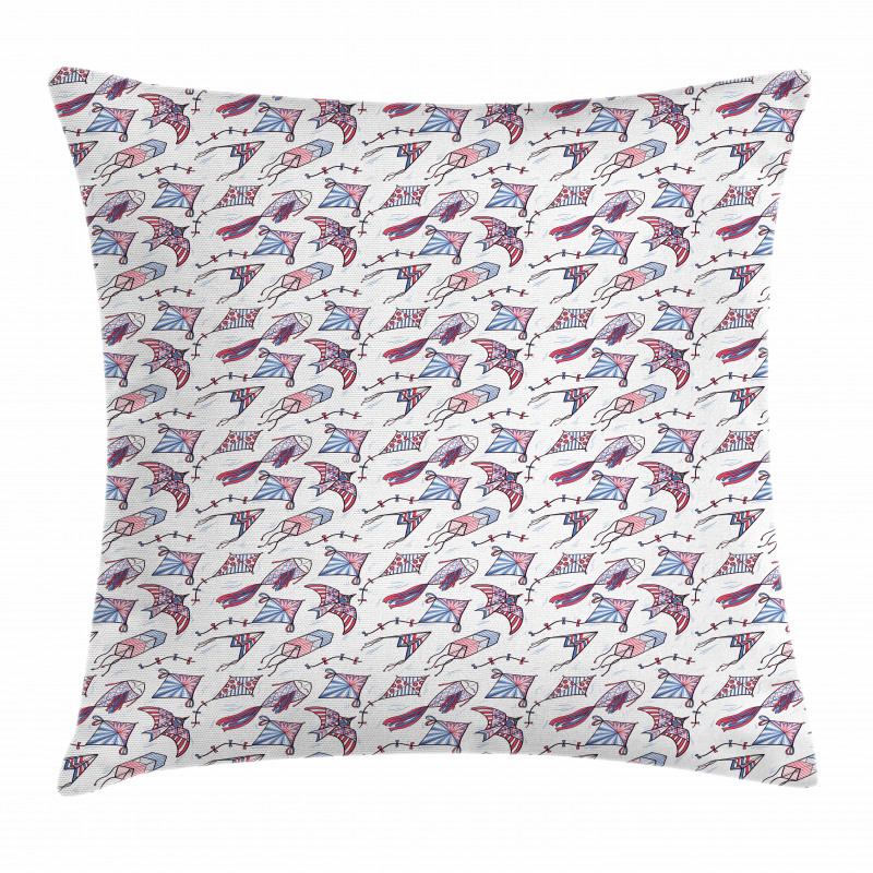 Fish Bird and Rhombus Shapes Pillow Cover