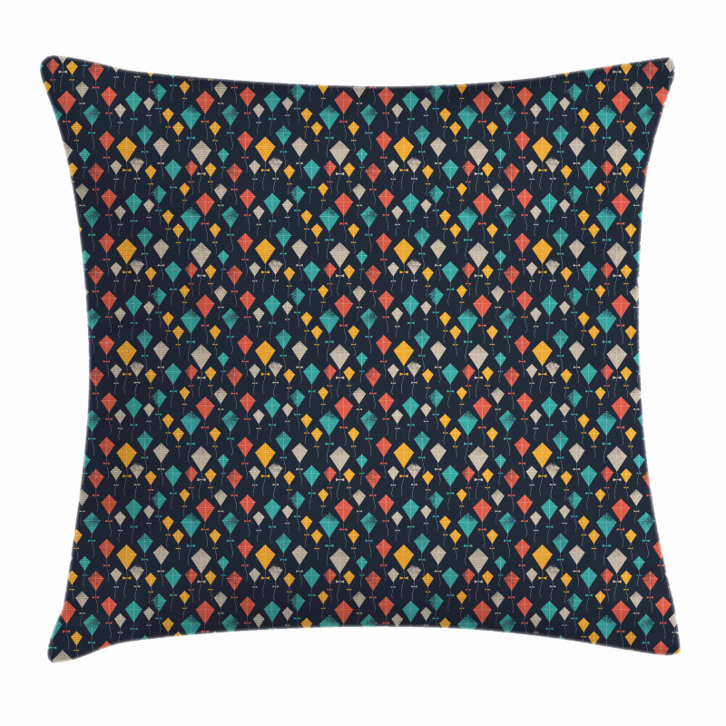 Colorful Flying Kites Grunge Pillow Cover
