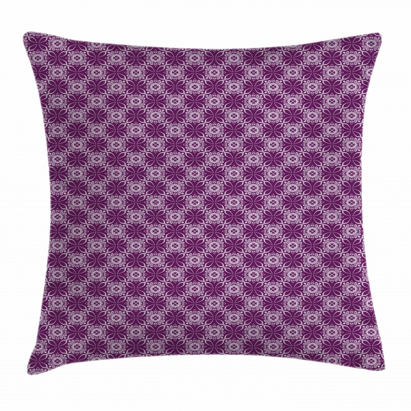 Floral Tiles Purple Tones Pillow Cover