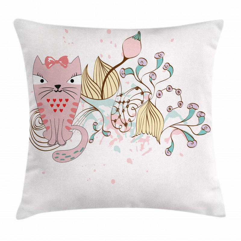 Cartoon House Pet Flowers Pillow Cover