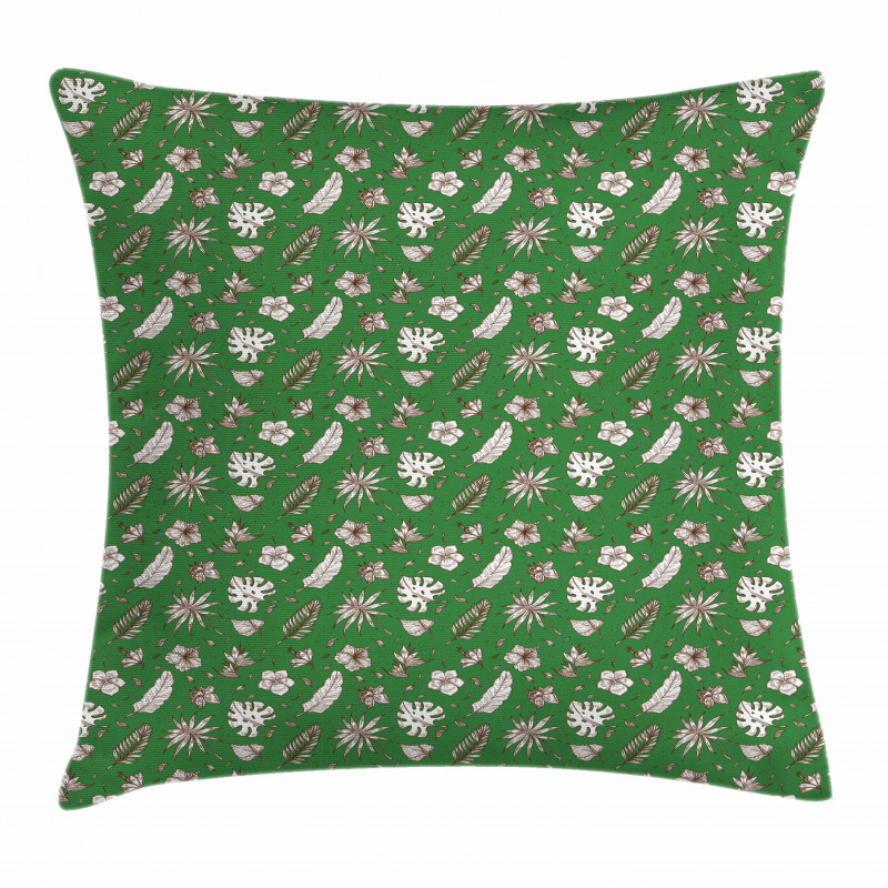 Hand Drawn Palm and Monstera Pillow Cover