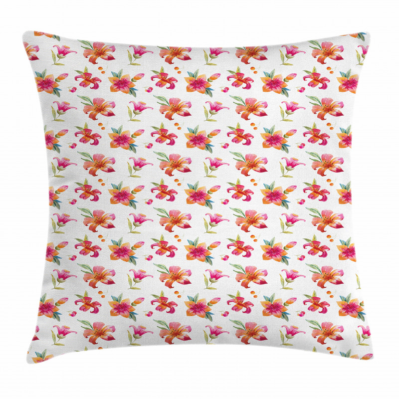 Watercolor Style Blossoms Pillow Cover